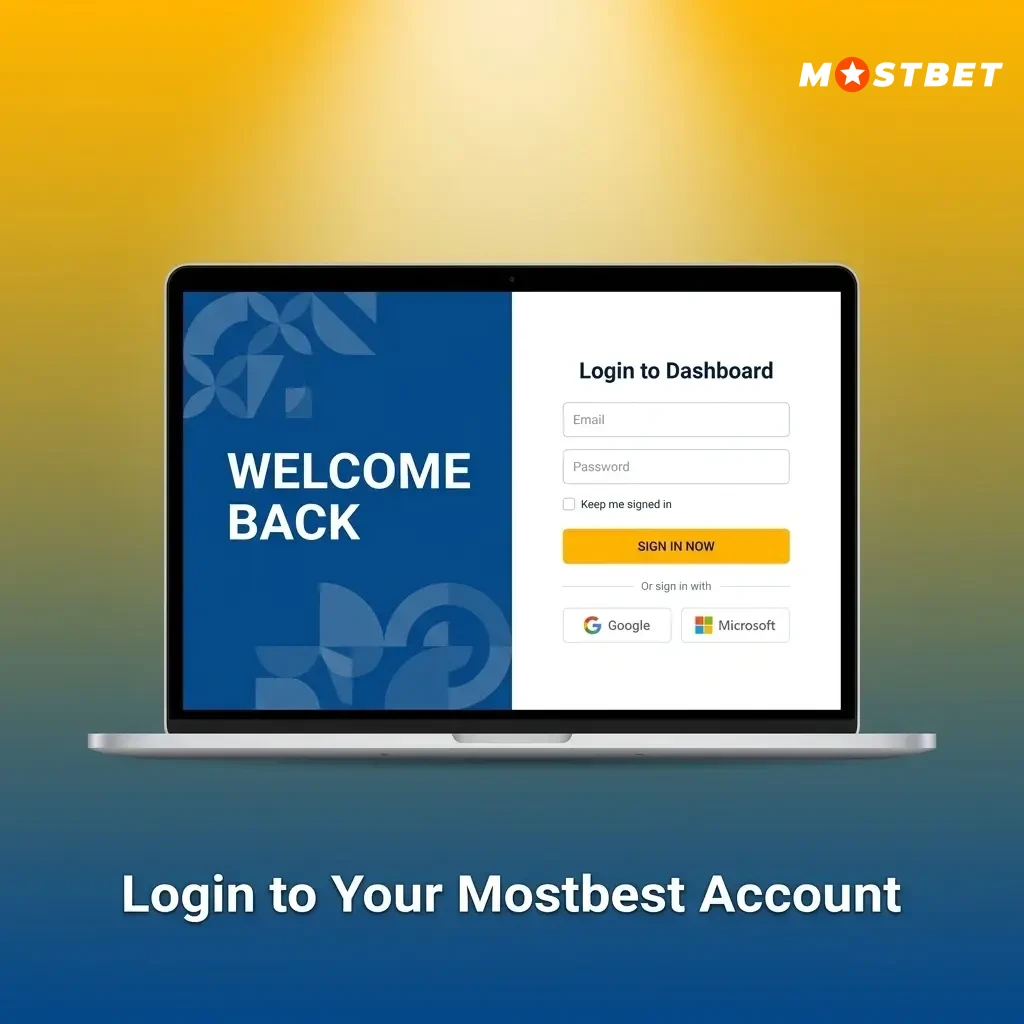 Mostbet account login screen showing email, password fields and confirm button for secure access