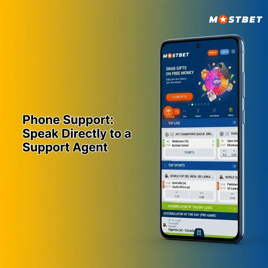 Mostbet phone support agent assisting a player with urgent account or transaction issues via direct helpline call
