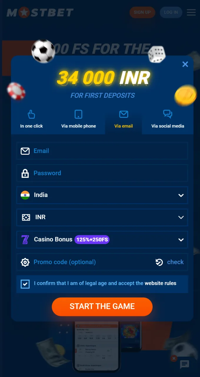 Register or log in to your account to start betting on esports at Mostbet.