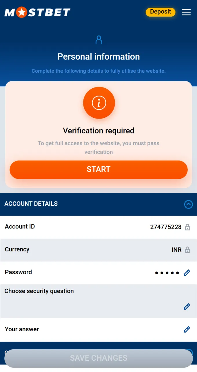 Protect your account and gain full access to the site by verifying your profile at Mostbet.