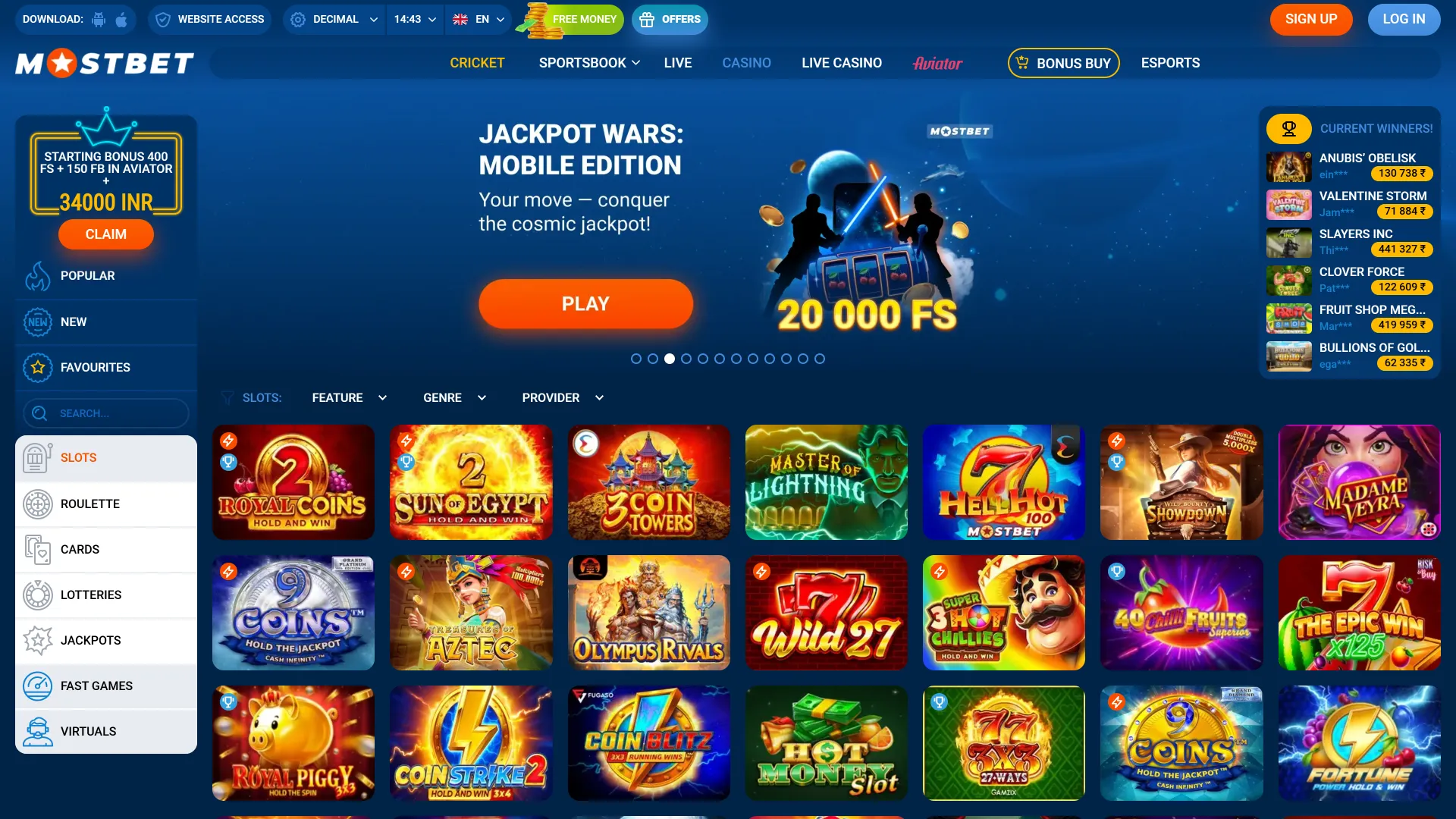 Discover a wide range of premium slots and exciting games in the Mostbet casino section.