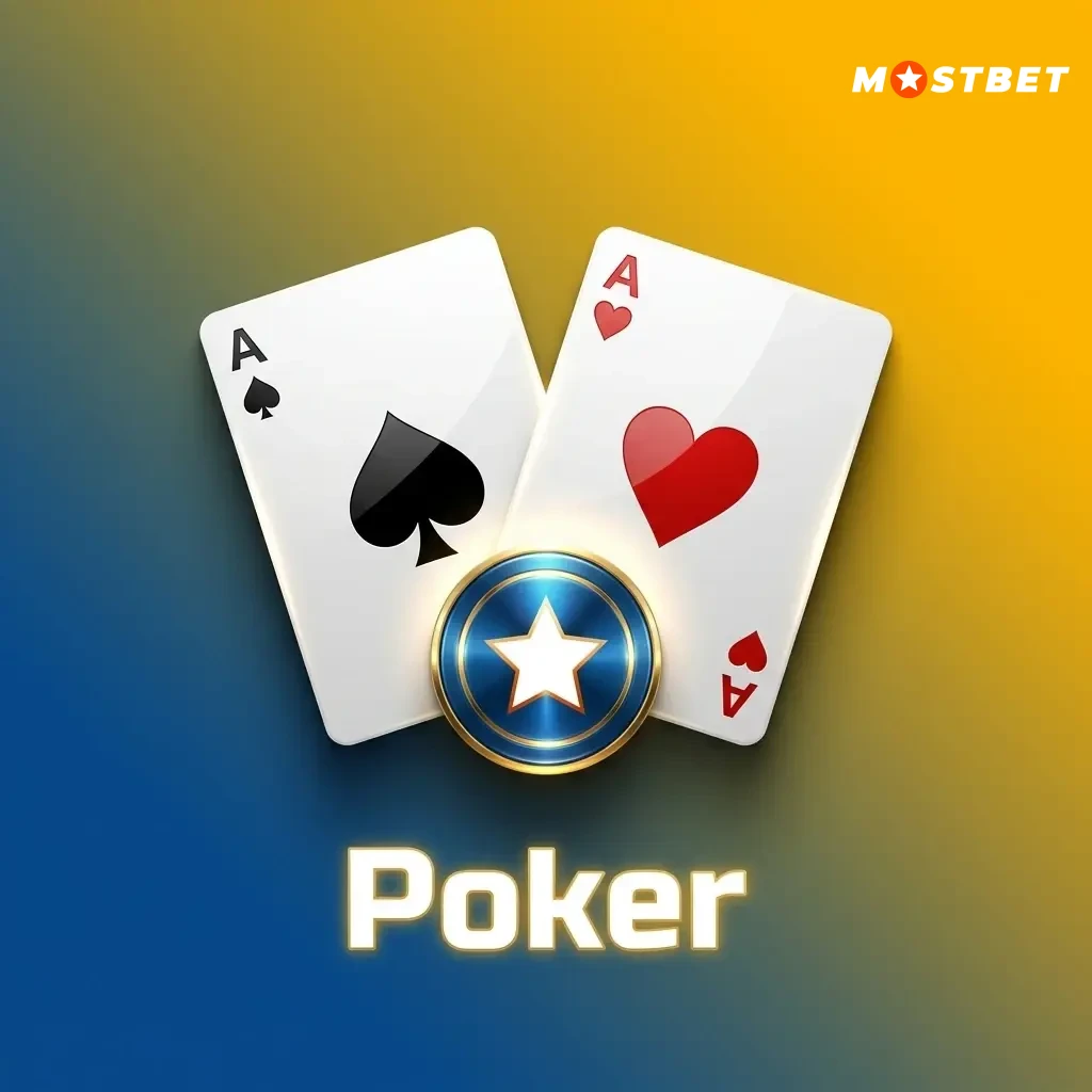 Live poker table gameplay at Mostbet India with popular variants like Casino Hold'em and Three Card Poker