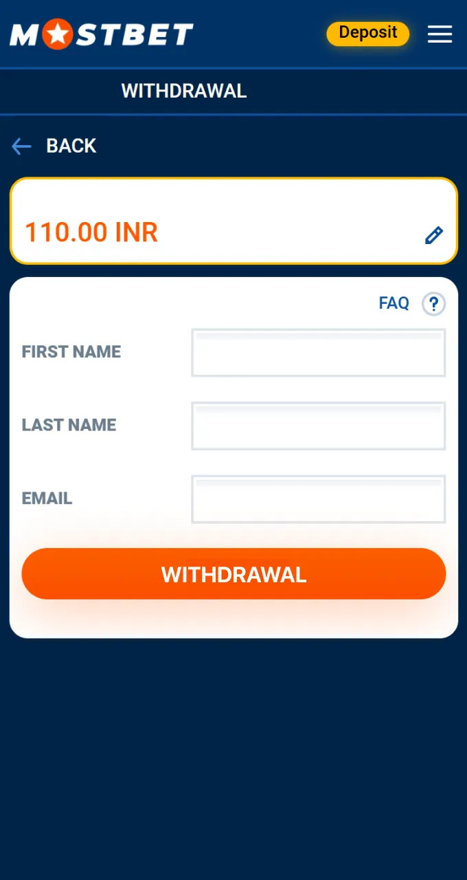 To successfully withdraw funds to Mostbet, please fill in all required fields for confirmation.