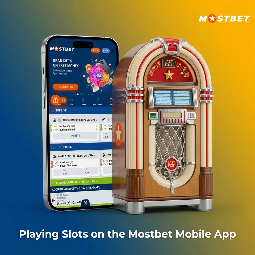 Mostbet mobile app slot lobby on smartphone with touch-friendly interface for Android and iOS users