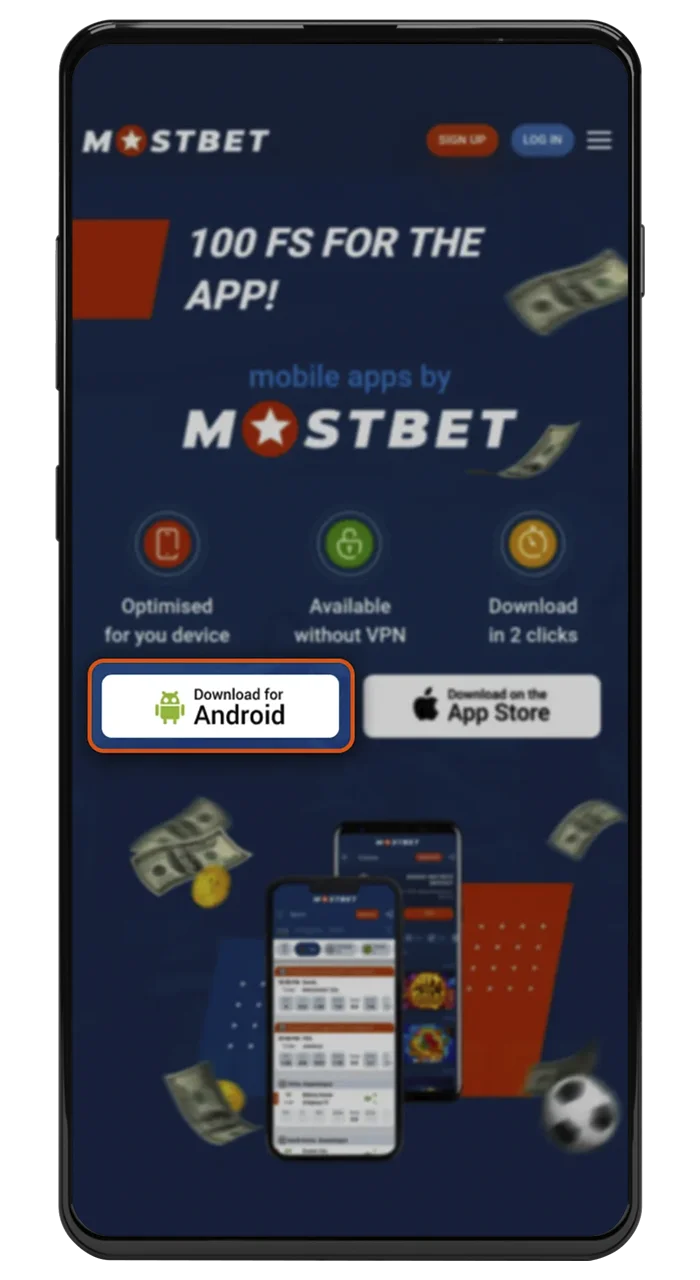 Click the button to download the Mostbet APK file.
