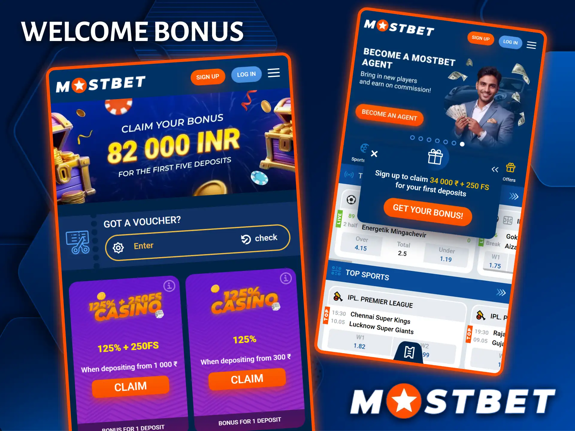 A generous welcome bonus awaits every new player who installs the Mostbet bookmaker app.