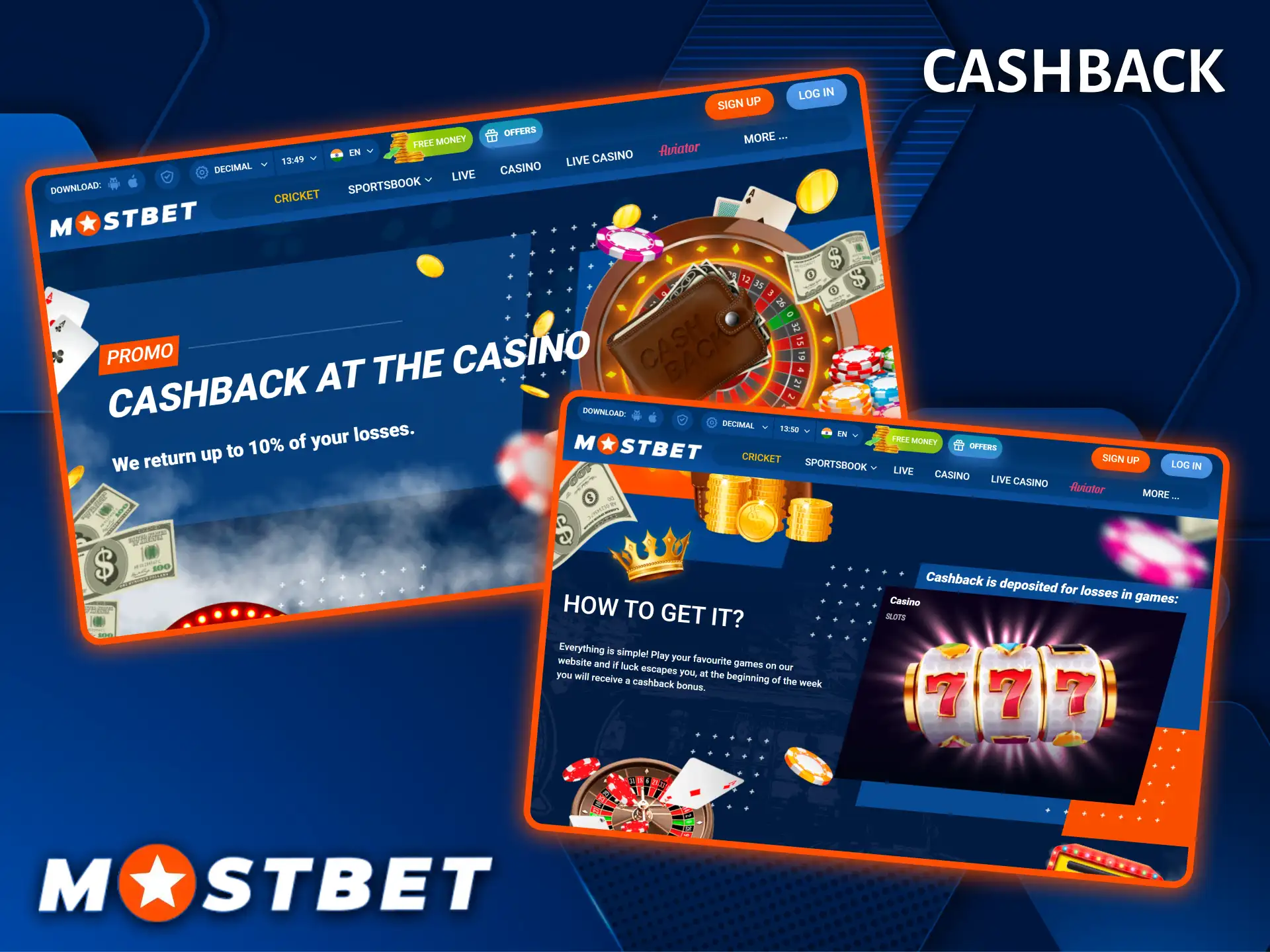 Mostbet Casino offers a lucrative weekly cashback program.