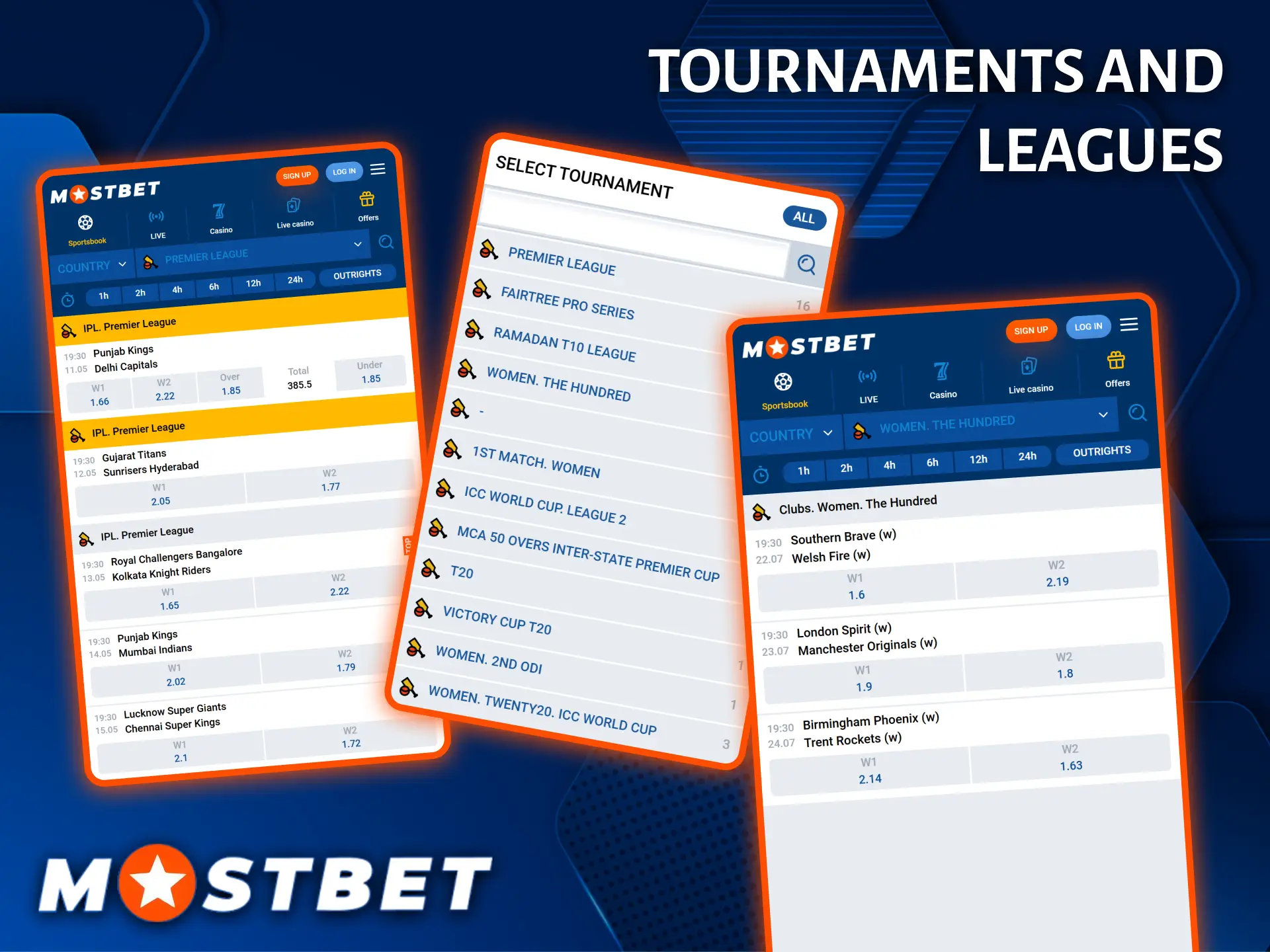 Mostbet covers all major cricket tournaments and global leagues, offering the best competitive odds.