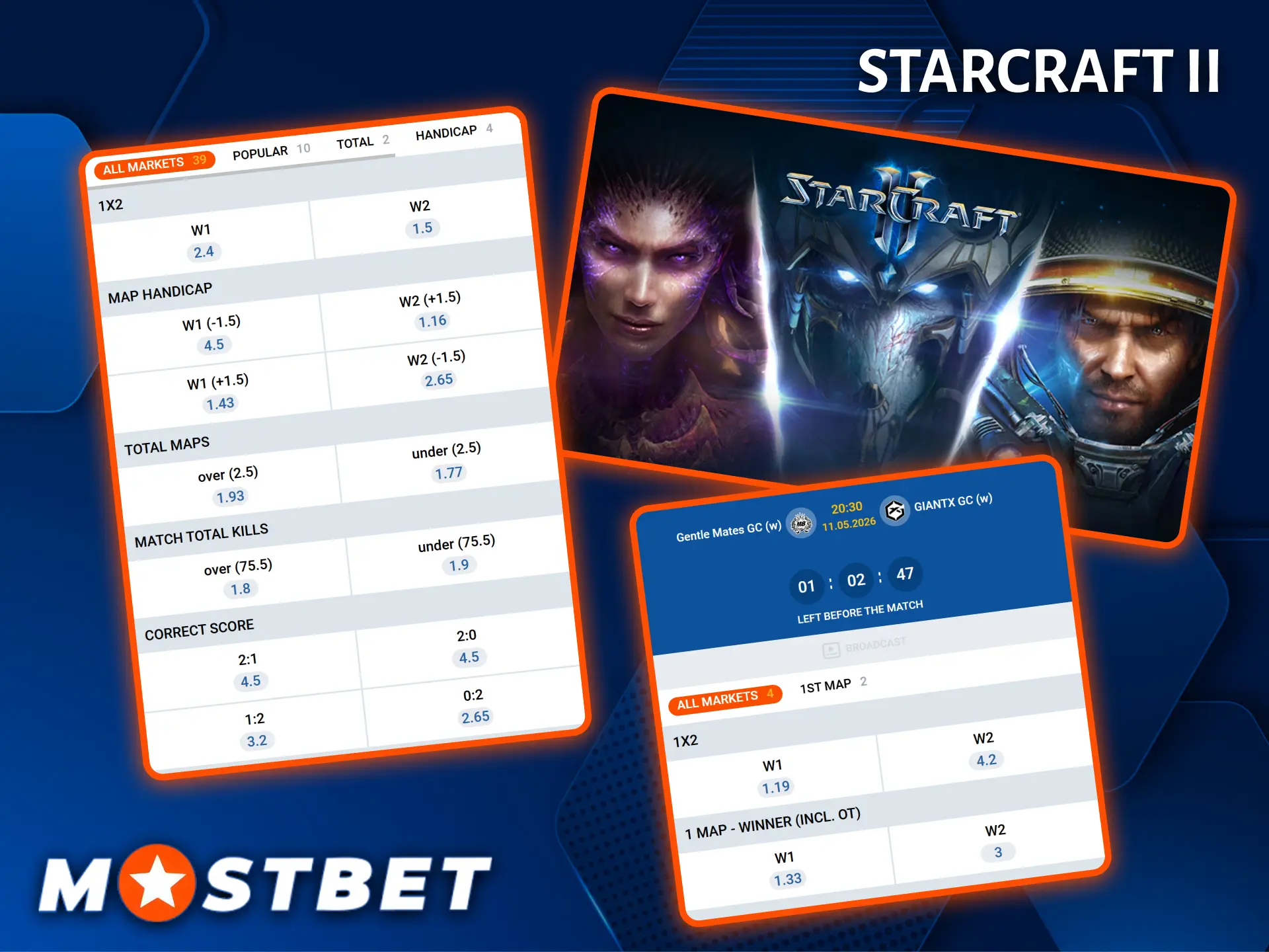 Mostbet offers an excellent selection of bets on professional StarCraft II matches.