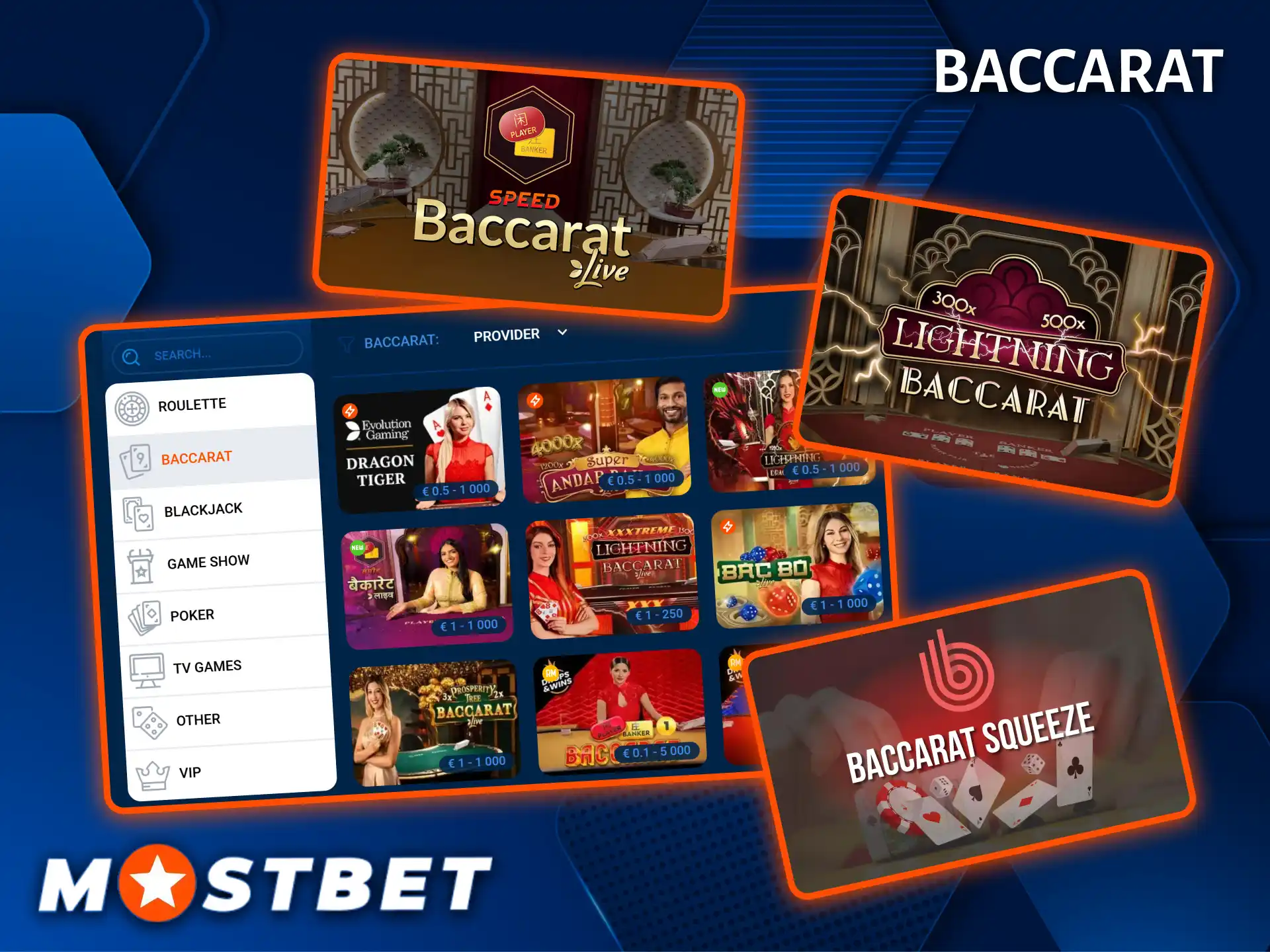 Join live dealer baccarat tables and enjoy a sophisticated gaming experience at Mostbet Casino.