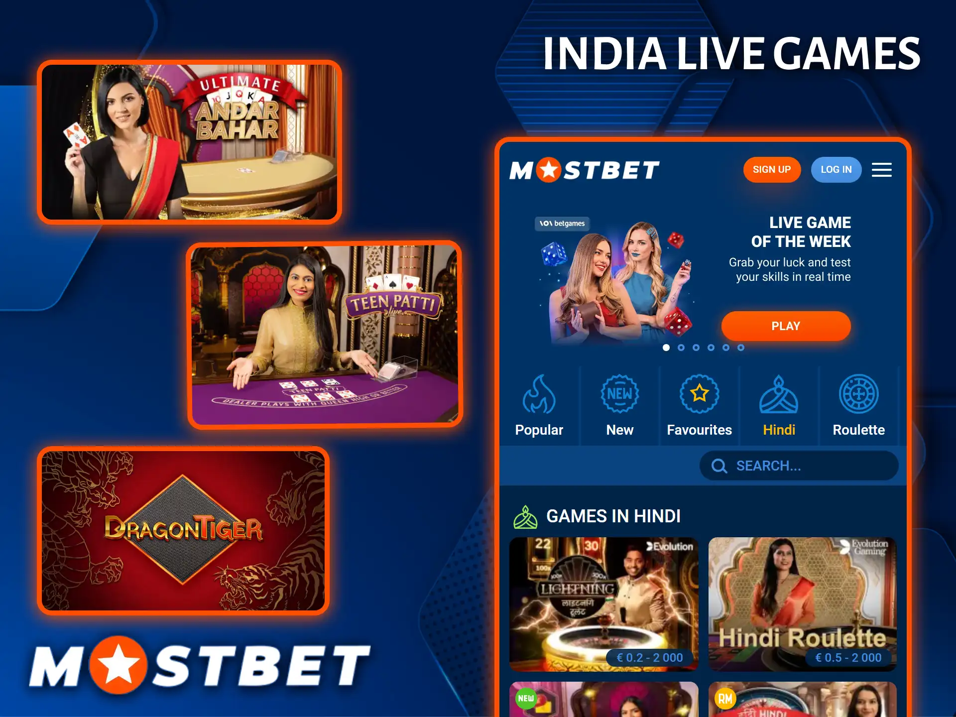 Mostbet Casino offers a magnificent selection of traditional Indian games with live dealers, such as Andar Bahar.
