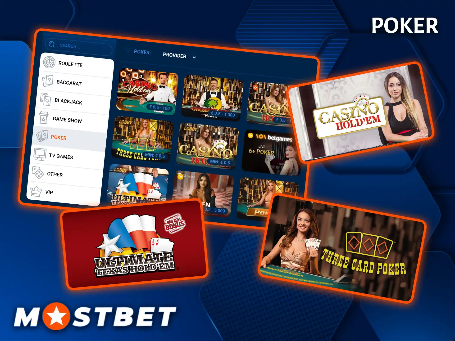 Test your skills and hit the jackpot at the competitive live poker tables at Mostbet Casino.