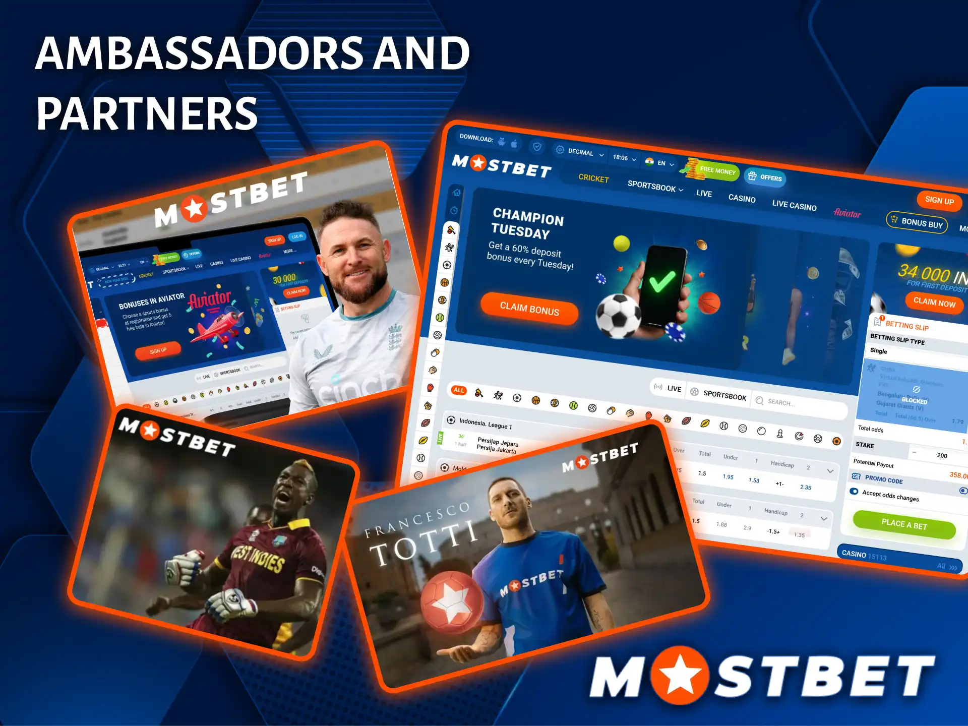 Mostbet collaborates with world-renowned sports legends and reliable global partners.