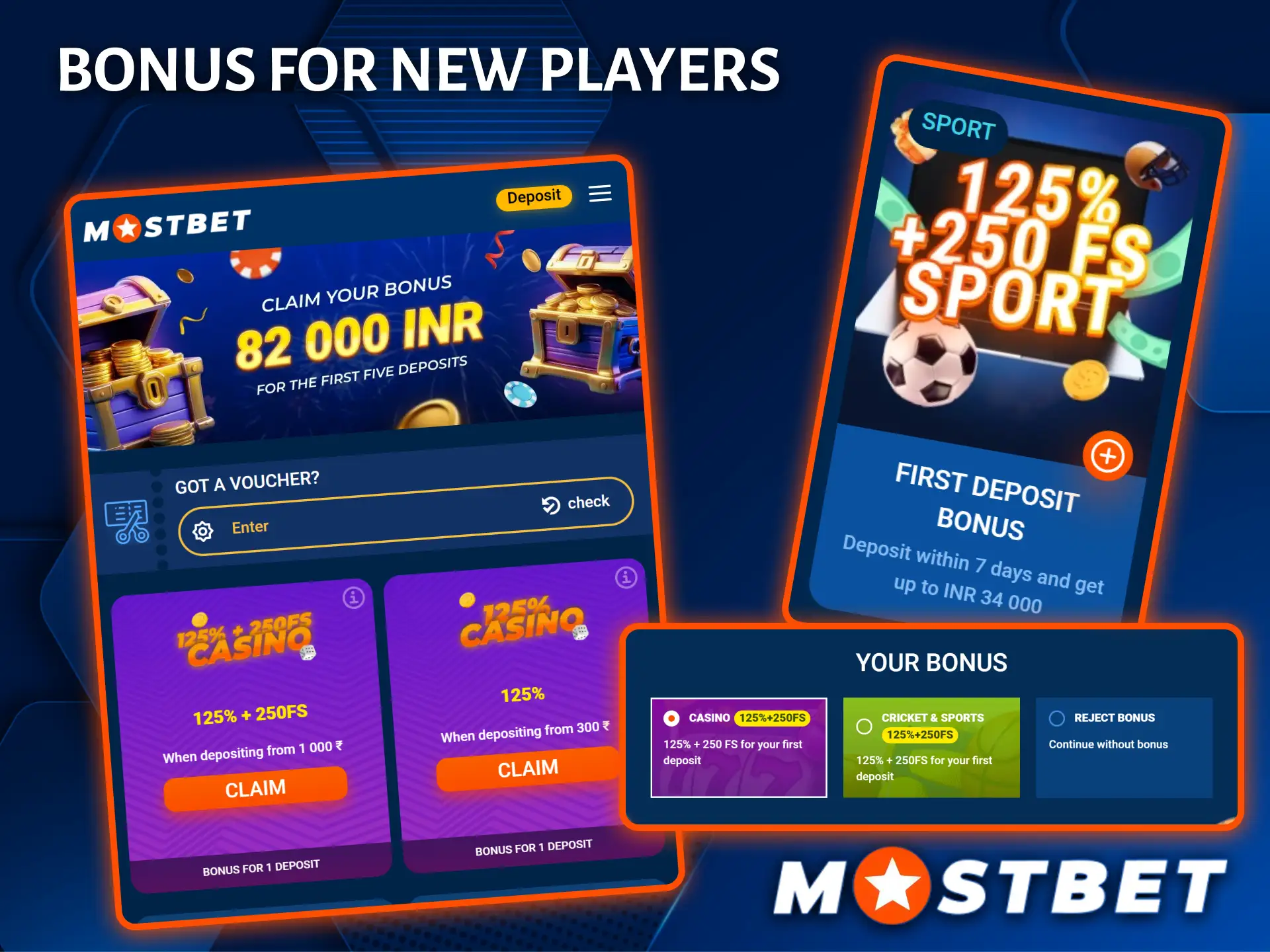 New players can receive a generous welcome bonus on their first deposit at Mostbet.