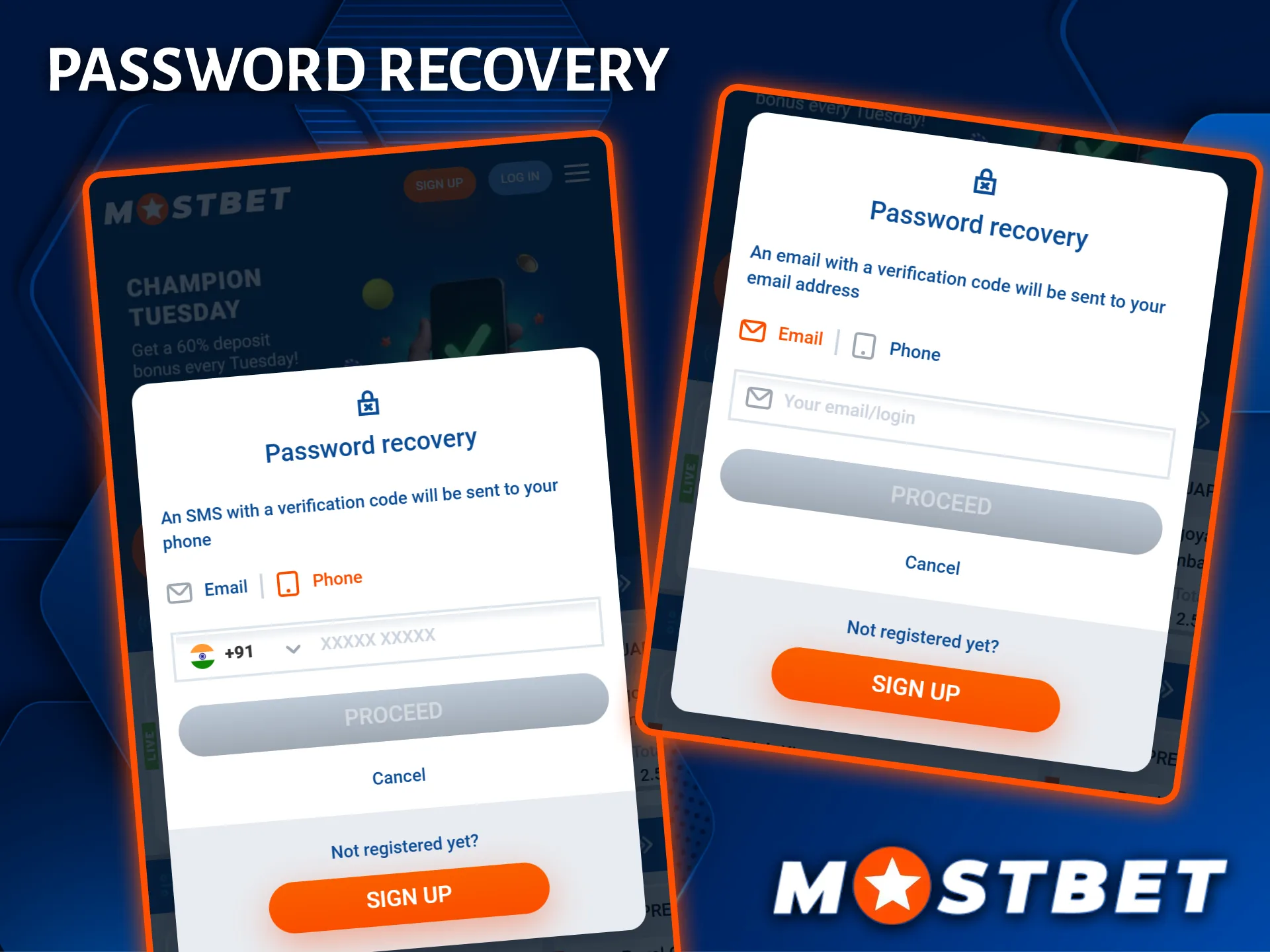 Quickly regain access to your account using the password recovery feature at Mostbet Casino.