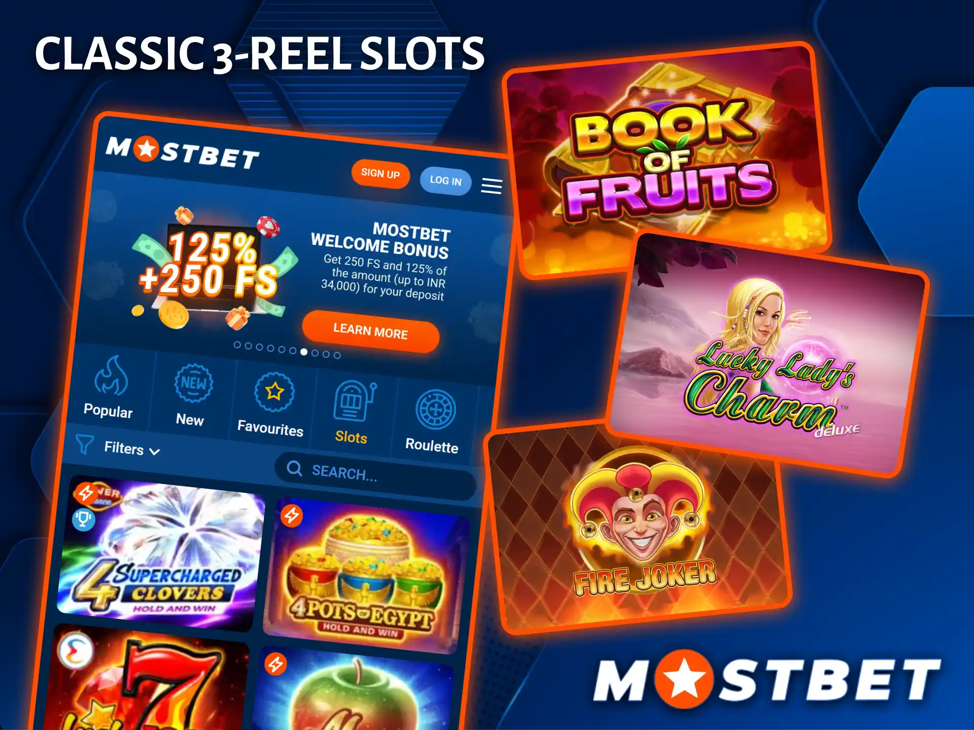 Play classic three-reel slots and enjoy the gameplay at Mostbet.