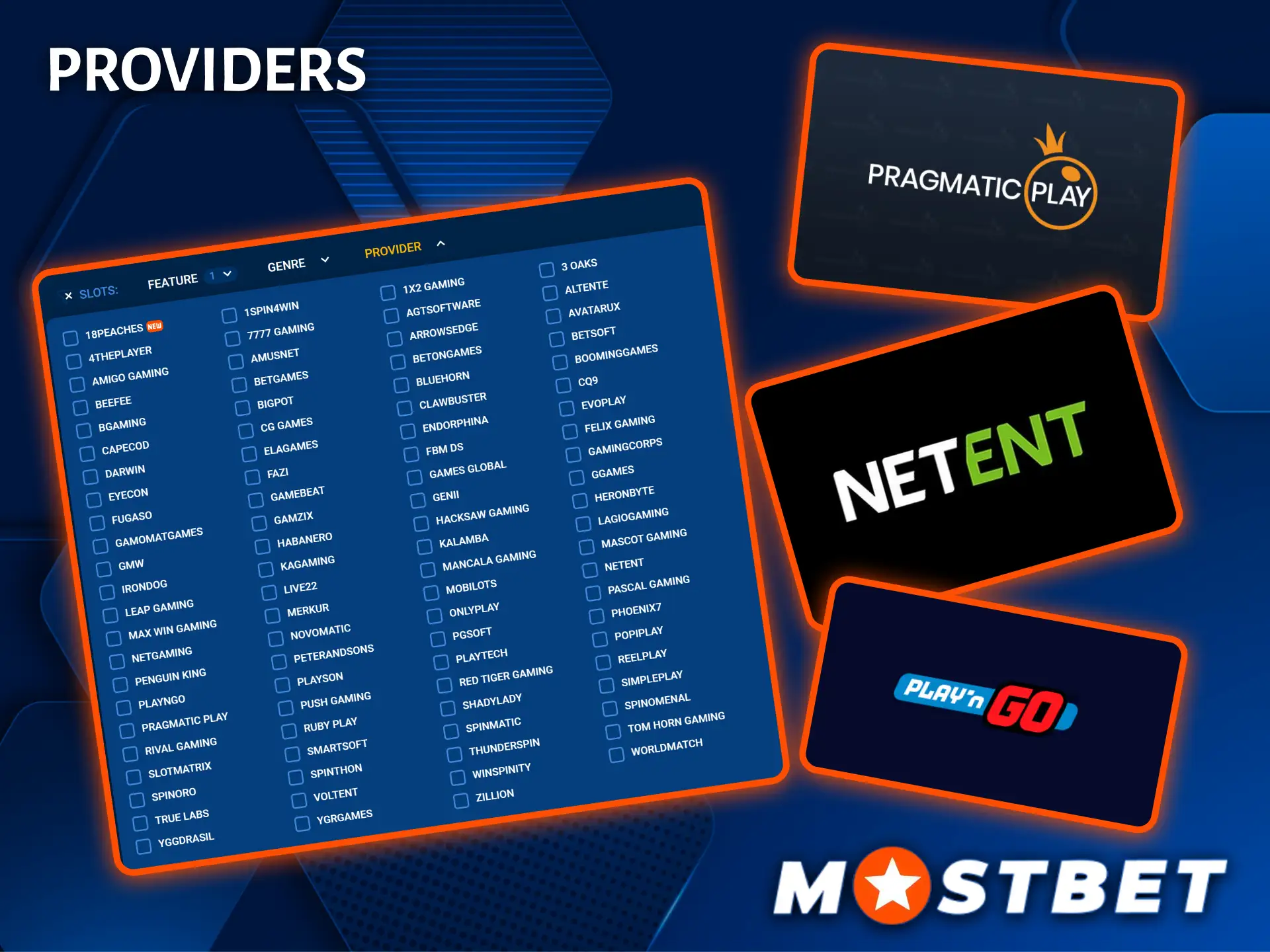 Mostbet Casino offers top-tier games from the world's most renowned licensed providers.