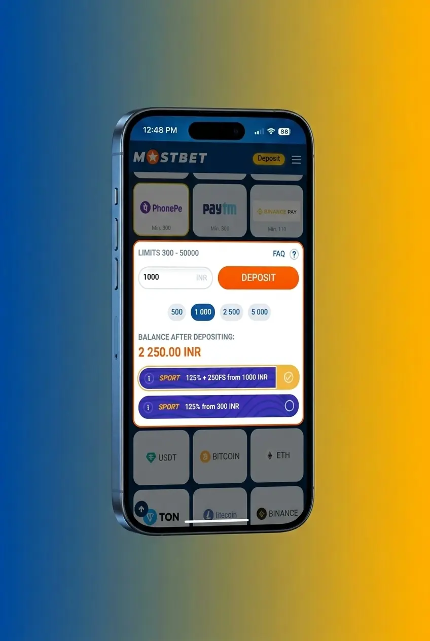 Step-by-step guide to placing a tennis bet on Mostbet app showing sports section and bet slip in INR