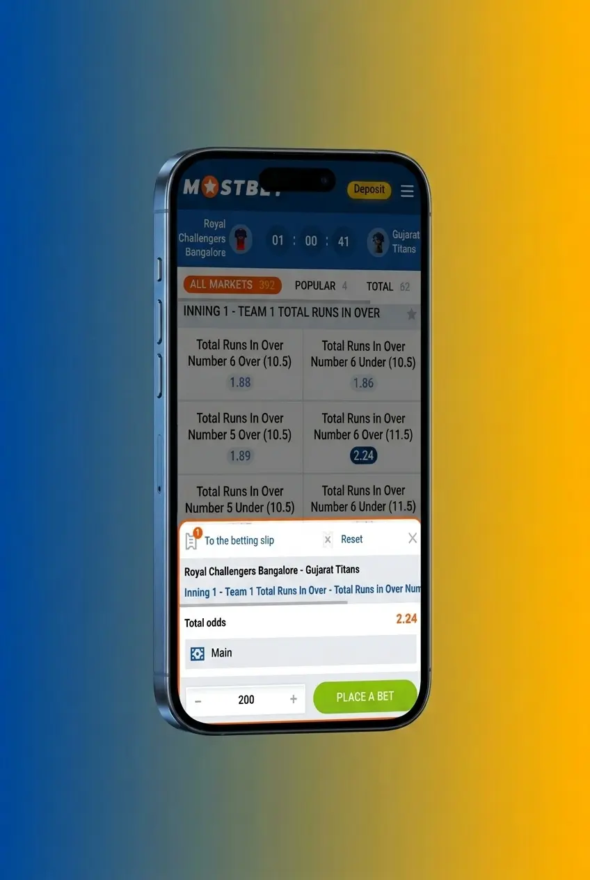 Step-by-step guide to placing a tennis bet on Mostbet app showing sports menu and bet slip in INR